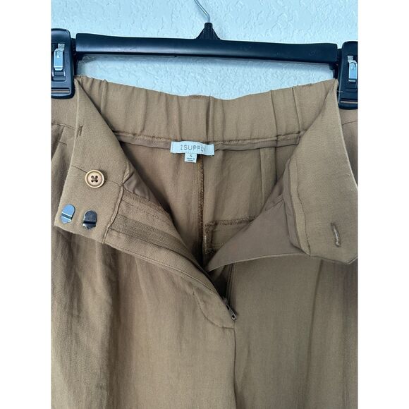 Z Supply Lucy Twill Pants Trousers Elastic Wait Pleated Front Carmel Brown Small - Picture 7 of 8
